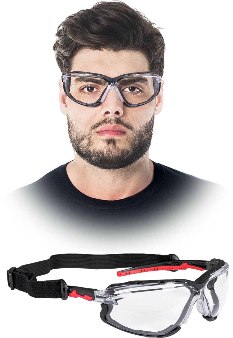 Ochelari de protecție transparenți VERMONT CLEAR FT cu elastic