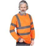 Tricou polo de lucru reflectorizant cu mâneci lungi FLUO ORANGE