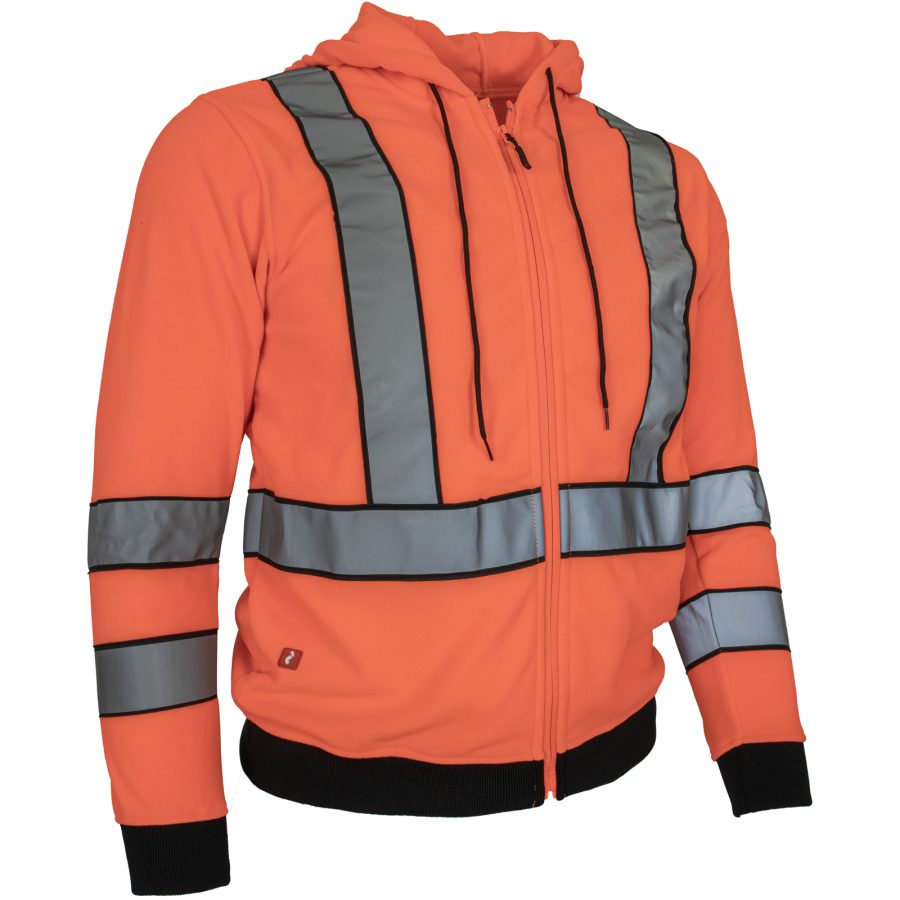 Hanorac reflectorizant din fleece cu glugă LUMINO ORANGE